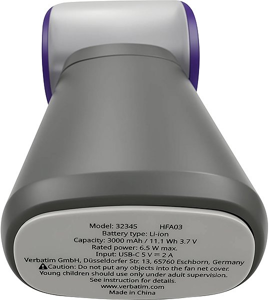 Ventilator VERBATIM Cool 'n' Go Aqua Breeze grau/lila ...
