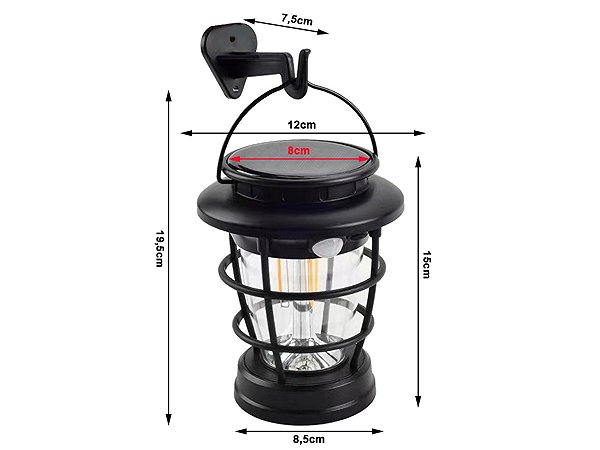 Garden lighting Verk 12376 Solar LED lamp with motion sensor and USB charging 2in1, black .