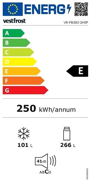 Refrigerator VESTFROST VR-FB383-2H0P Energy label