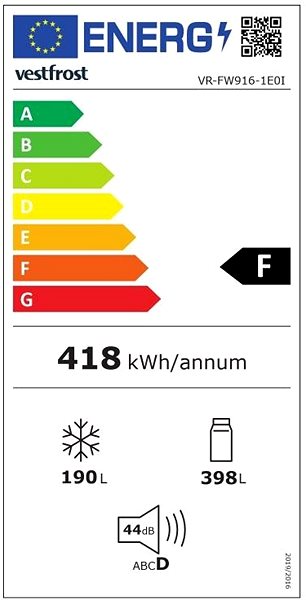 American Refrigerator VESTFROST VR-FW916-1E0I Energy label