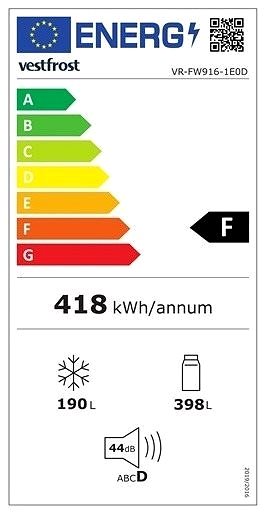 American Refrigerator VESTFROST VR-FW916-1E0D Energy label