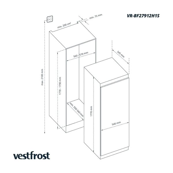 Built-in Freezer VESTFROST VR-BF27912H1S Technical draft