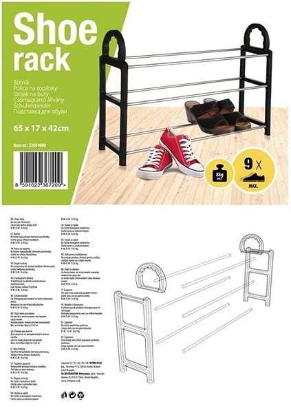 Shoe Rack Shoe Rack Black 65 x 17 x 42cm, 3 Shelves Packaging/box
