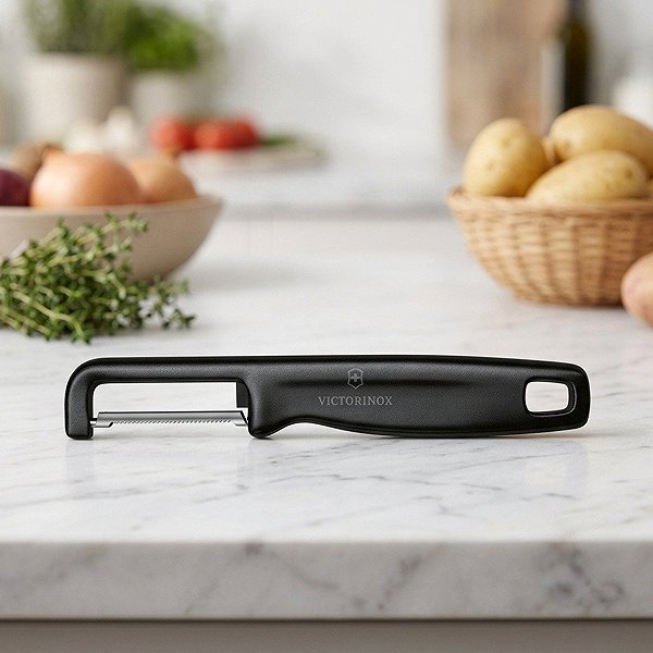 Kartoffelschäler  Victorinox Iota Schaber mit gezahnter Klinge schwarz Lifestyle