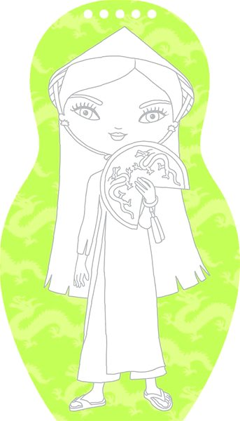 colouring page Ella & Max Dress up the Vietnamese Ngoc doll - colouring page .