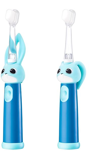 Elektrická zubná kefka VITAMMY Bunny s LED svetlom a nanovláknami, 0-3 roky, modrá ...