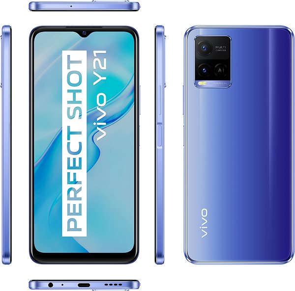 Mobile Phone Vivo Y21 4+64GB Blue Lateral view