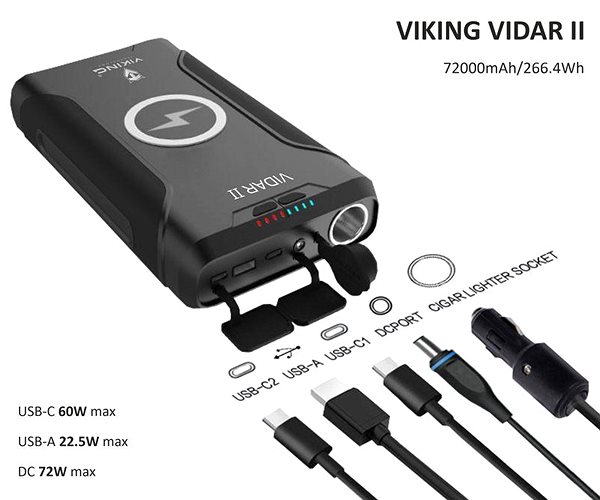 Power bank Viking VIDAR II 72000mAh és Viking L60 napelem ...
