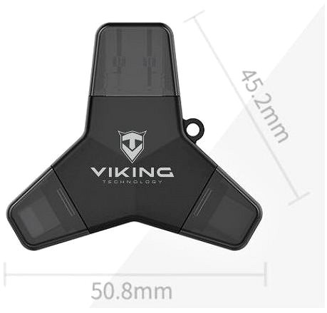 Pendrive Viking USB Pendrive 64GB 4in1 fekete Műszaki vázlat