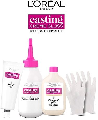 Hajfesték ĽORÉAL CASTING Creme Gloss 518 mogyorós mochaccino Csomag tartalma