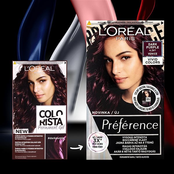 Hair Dye LORAL PARIS Colorista Permanent Gel Dark Purple (60ml) ...