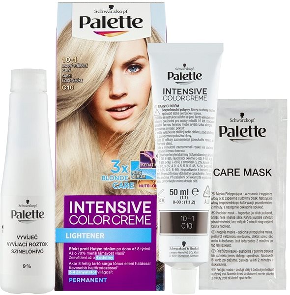 Hair Dye SCHWARZKOPF PALETTE Intensive Colour Cream 10-1 (C10), Ice Silver Fawn Package content