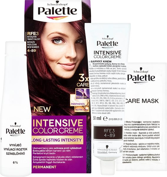 Hair Dye SCHWARZKOPF PALETTE Intensive Colour Cream 4-89 (RFE3), Intensive Aubergine Package content