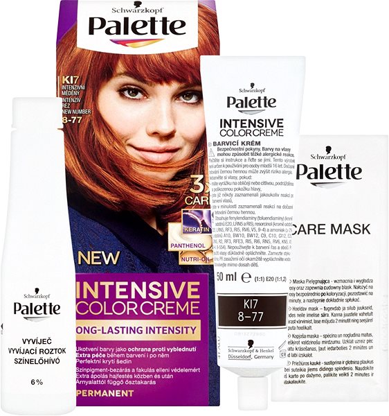 Hair Dye SCHWARZKOPF PALETTE Intensive Color Cream 8-77 (KI7) Intensive Copper Package content