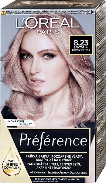 Hair Dye L'ORÉAL PARIS Préférence 8.23 ??Shimmering Rose 60ml Lateral view