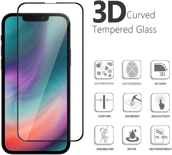 Ochranné sklo Vmax 3D Full Cover&Glue Tempered Glass na Apple iPhone 13 Pro Max Vlastnosti/technológia