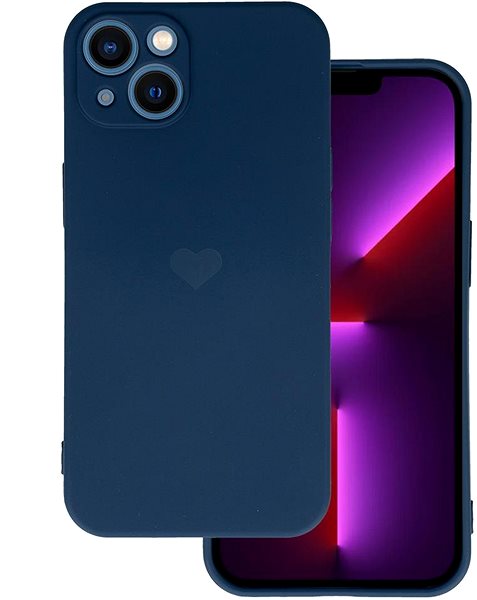 Kryt na mobil Vennus Valentínske puzdro Heart na iPhone 13 – tmavo modré ...