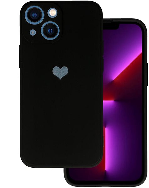Kryt na mobil Vennus Valentínske puzdro Heart pre iPhone 13 Mini – čierne ...