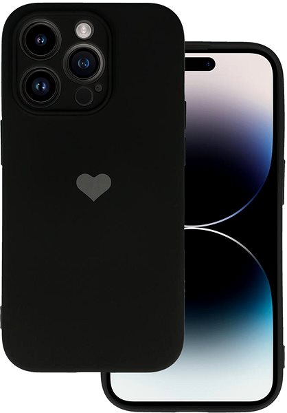 Kryt na mobil Vennus Valentínske puzdro Heart na iPhone 13 Pro Max – čierne ...