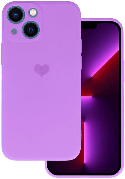 Kryt na mobil Vennus Valentínske puzdro Heart pro iPhone 14 Plus – fialové ...