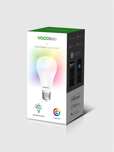 LED izzó Vocolinc Smart izzó L3 ColorLight, 850 lm, E27, 2 db-os szett Csomagolás/doboz