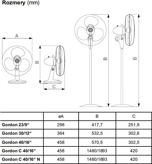 Fan Vortice oscillating fan Gordon C40/16