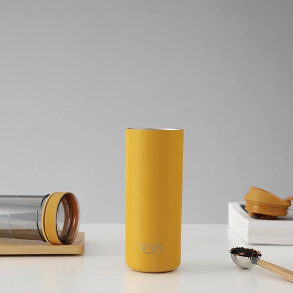 Thermal Mug VIVA SCANDINAVIA RECHARGE ANYTIME Thermo mug with infuser 460 ml mustard yellow ...