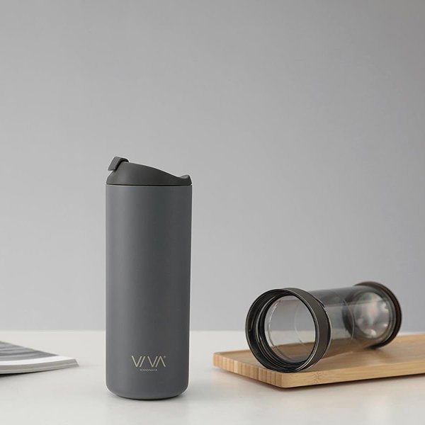 Thermal Mug VIVA SCANDINAVIA RECHARGE ANYTIME Thermo mug with infuser 460 ml dark grey ...