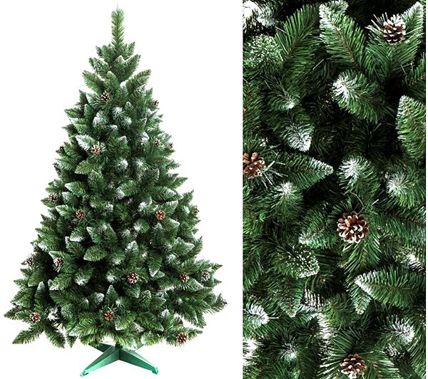 TopKing Pine Christmas Tree with Cones 120cm diamond – silver crystals, non-flammable  .