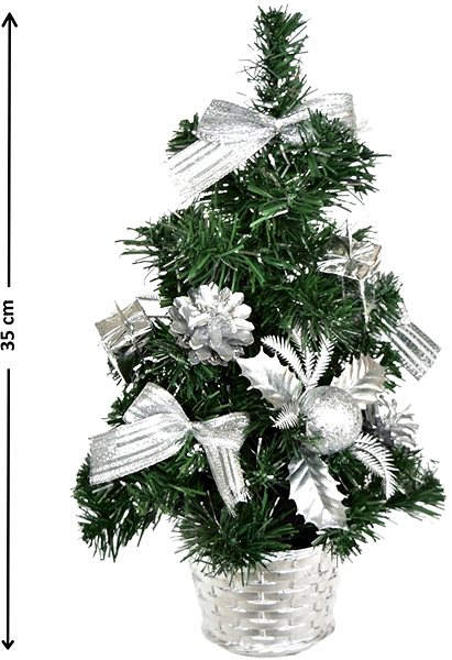 Műfenyő BerryHome karácsonyfa feldíszítve - ezüst, 35 cm ...