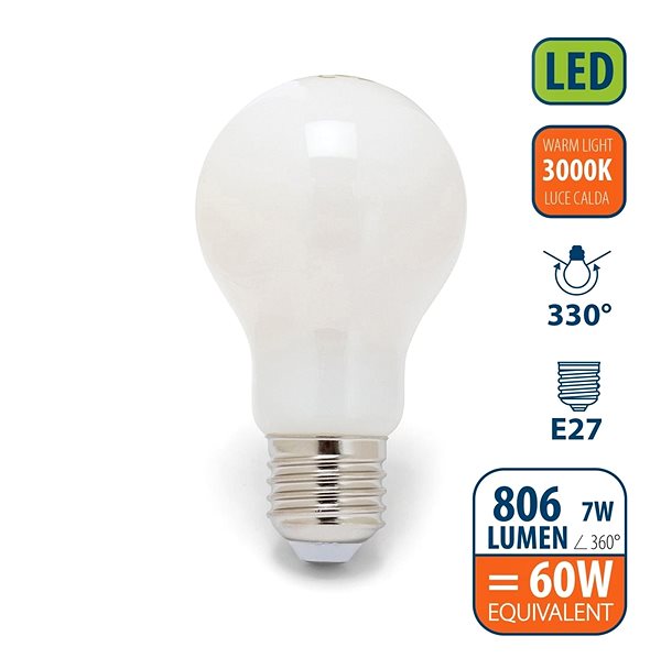 LED-Birne VELAMP OPAL FILAMENT Bulb 7 Watt - E27 - 3000K ...