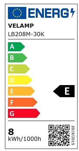 LED izzó VELAMP OPAL FILAMENT izzó 8 W, E27, 3000 K Energia címke