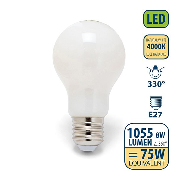 LED-Birne VELAMP OPAL FILAMENT Bulb 8 Watt - E27 - 4000K ...