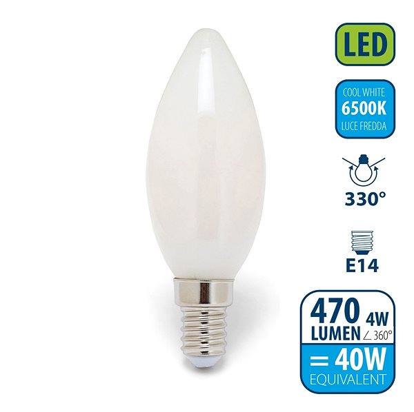 LED-Birne VELAMP OPAL FILAMENT Bulb 4 Watt - E14 - 6500K ...