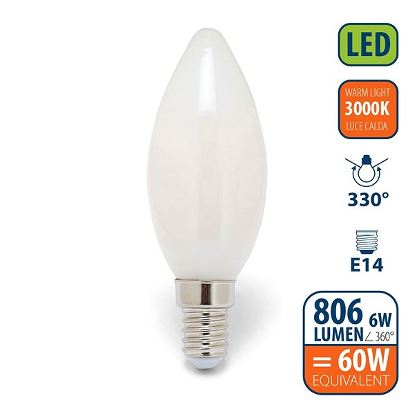 LED-Birne VELAMP OPAL FILAMENT Bulb 6 Watt - E14 - 3000K ...