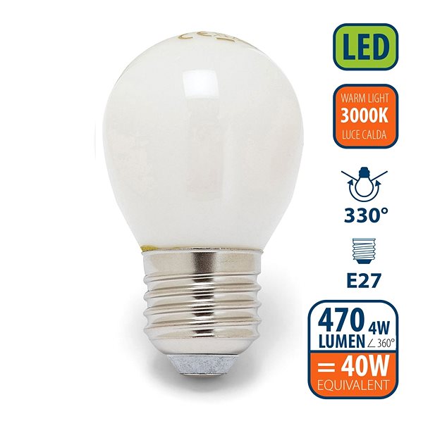 LED-Birne VELAMP OPAL FILAMENT Bulb 4 Watt - E27 - 3000K ...