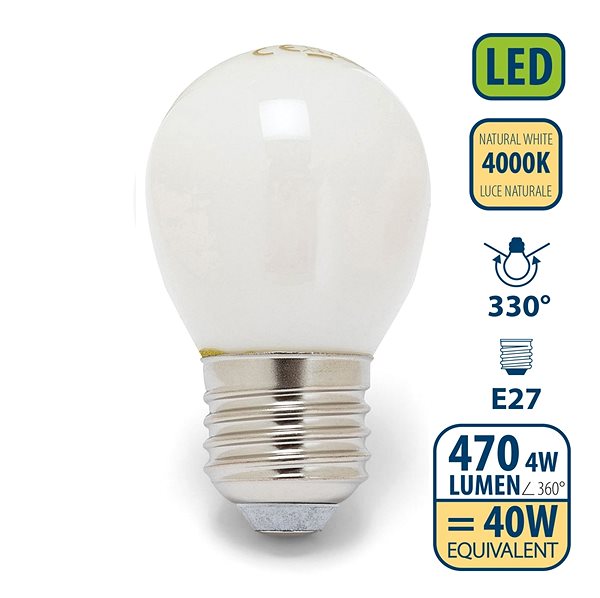 LED-Birne VELAMP OPAL FILAMENT Bulb 4 Watt - E27 - 4000K ...
