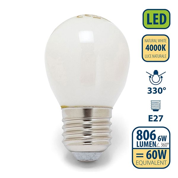 LED-Birne VELAMP OPAL FILAMENT Bulb 6 Watt - E27 - 4000K ...
