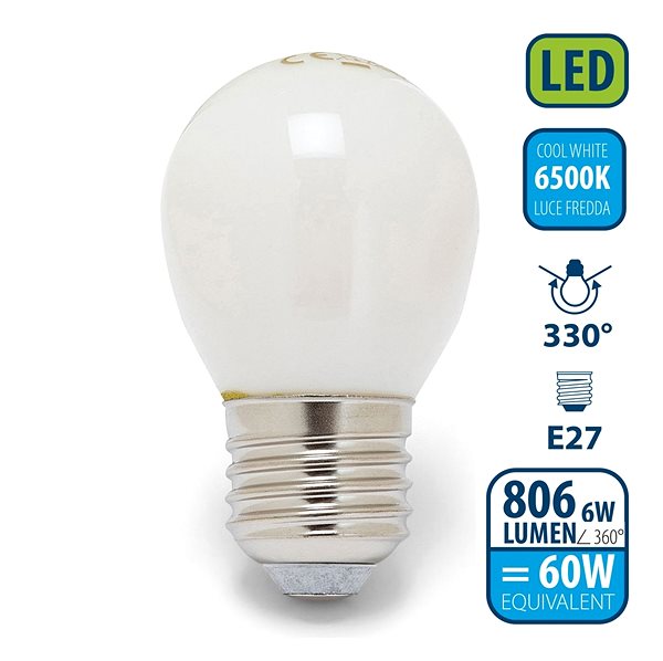 LED-Birne VELAMP OPAL FILAMENT Bulb 6 Watt - E27 - 6500K ...