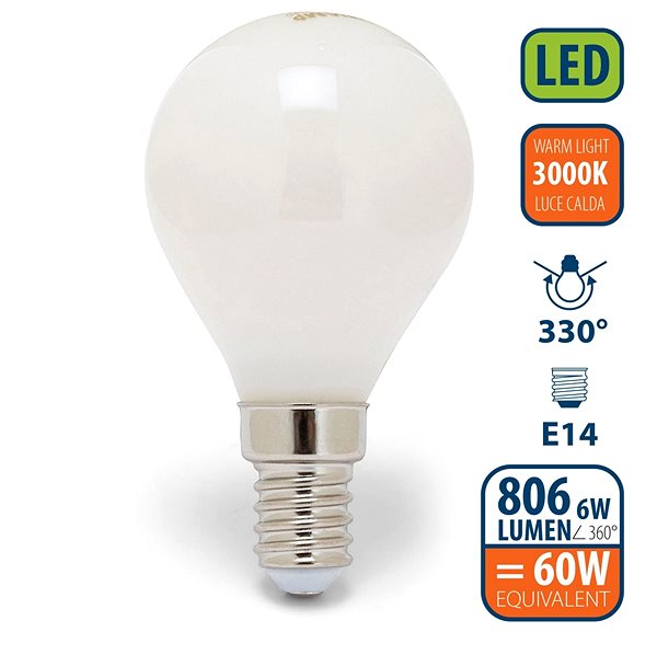 LED-Birne VELAMP OPAL FILAMENT Bulb 6 Watt - E14 - 3000K ...