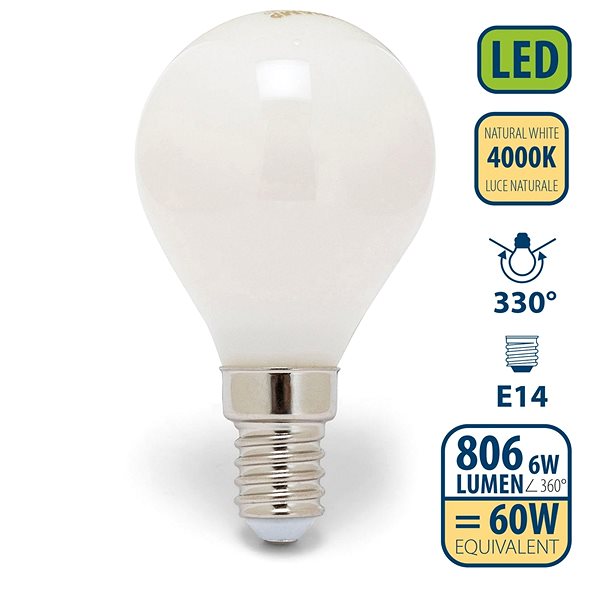 LED-Birne VELAMP OPAL FILAMENT Bulb 6 Watt - E14 - 4000K ...