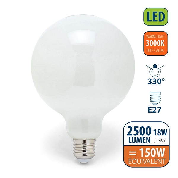 LED-Birne VELAMP OPAL FILAMENT Bulb 18 Watt - E27 - 3000K ...
