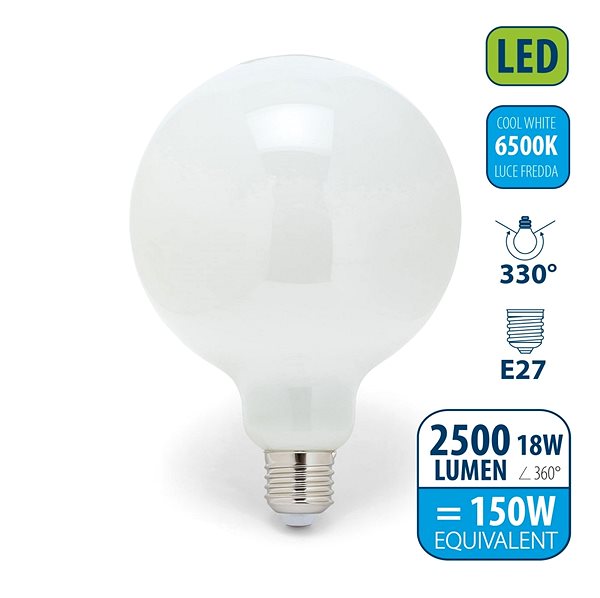 LED-Birne VELAMP OPAL FILAMENT Bulb 18 Watt - E27 - 6500K ...