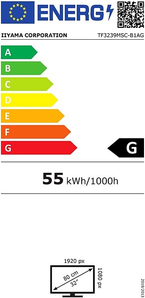 Large-Format Display 32“ iiyama ProLite TF3239MSC-B1AG Energy label