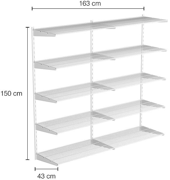 Shelving Unit Walteco Wall Shelf Assembly Double, 1500 × 1630 mm, white ...
