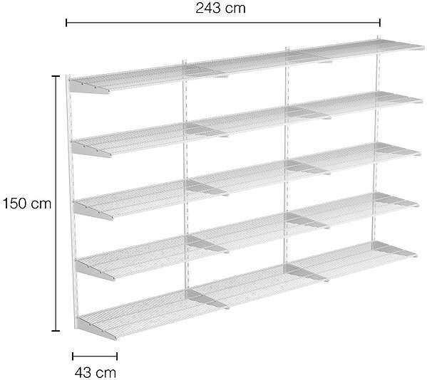 Shelving Unit Walteco Wall Shelf Assembly Triple, 1500 × 2430 mm, white ...