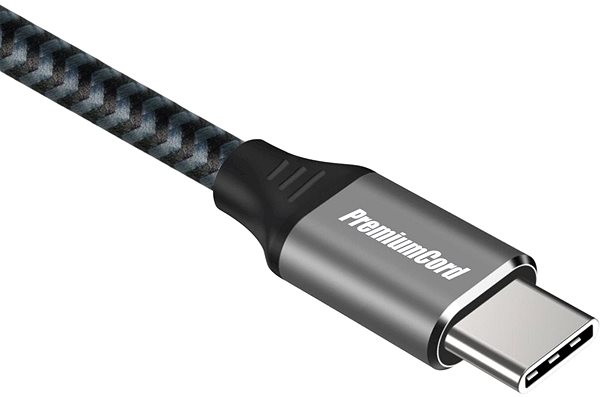 Dátový kábel PremiumCord Kábel USB 3.2 Gen 1 USB-C male – USB-C male, bavlnené opletenie 0,5 m Možnosti pripojenia (porty)