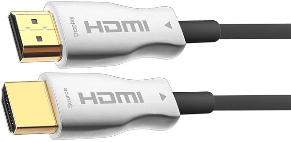Videokabel PremiumCord HDMI, Glasfaser High Speed mit Ether. 4K @ 60Hz 25m Kabel, M / M, vergoldete Anschlüsse Seitlicher Anblick