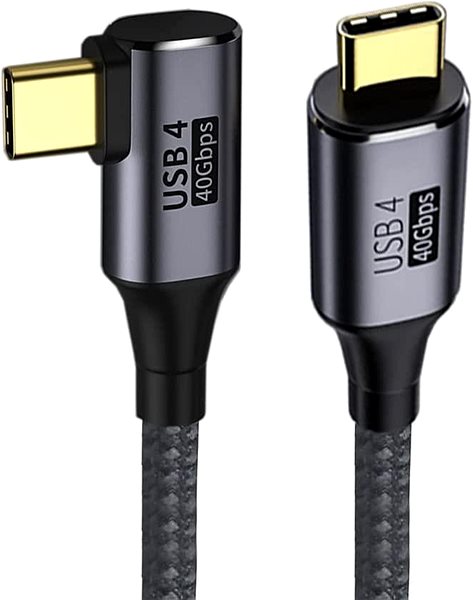 Dátový kábel PremiumCord USB4™ Gen 3×2 40Gbps 8K@60Hz 240W Thunderbolt 3 zahnutý kábel 0,3 m ...