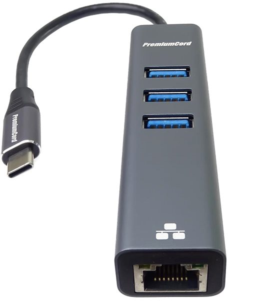 Adapter PremiumCord Adapter USB-C to Gigabit 10/100/1000Mbps + 3x USB3.2 connector ...